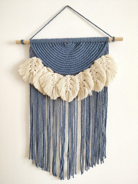 Makramee-Wandbehang Talia 60 cm jeansblau